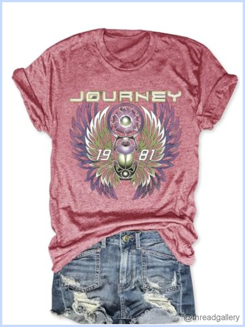 Vintage Travel Graphic Tee Short Sleeve Crew Neck Loose Fit Women's T-Shirt